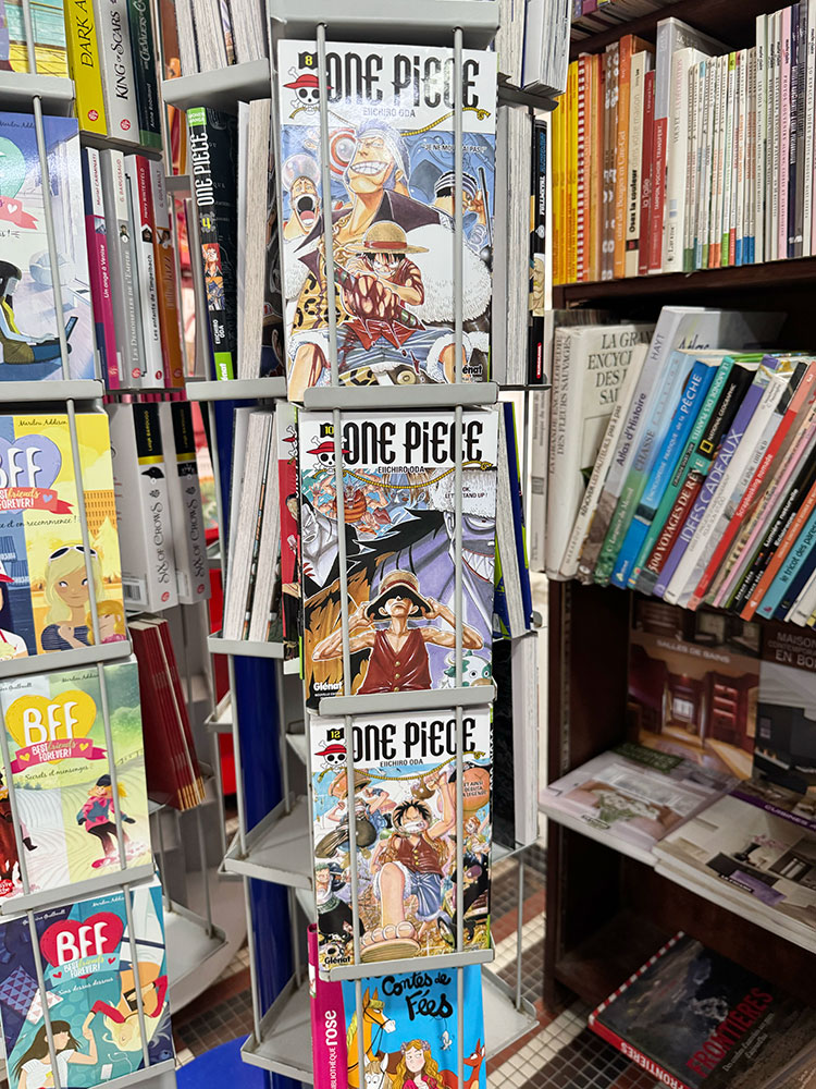 Fig. 2: A shelf of available mangas at Librarie Star. (Photo by the author, 2024)